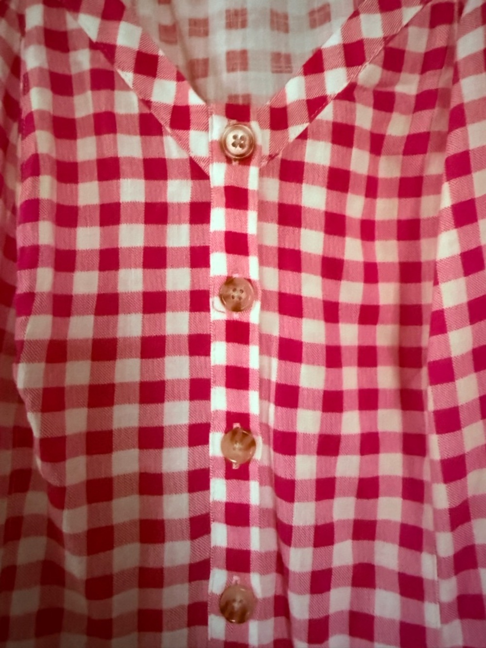 Torrid Fit Flare Button Up 3/4 Sleeve Gingham Pink Top 1X 14/16 NWT - Picture 13 of 15